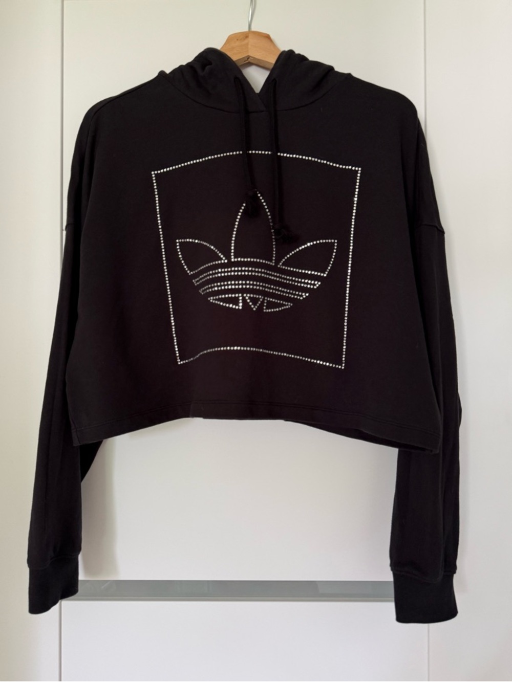 adidas Crystal Trefoil Logo Crop Black - XS